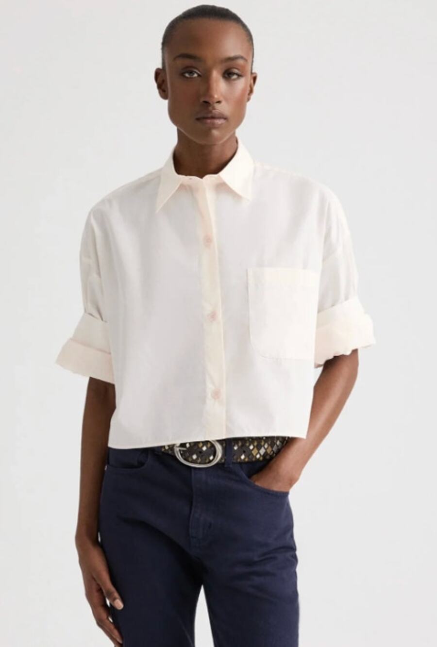 TWP Next EX Cropped Shirt in Pink size M/L